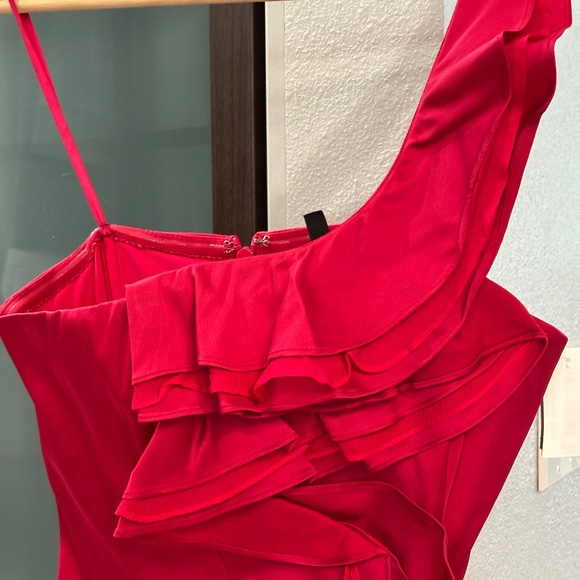 BCBGMaxAzria "Jonesy" One-shoulder Ruffled Mini Dress - Ruby Red Size 4 - Picture 9 of 16